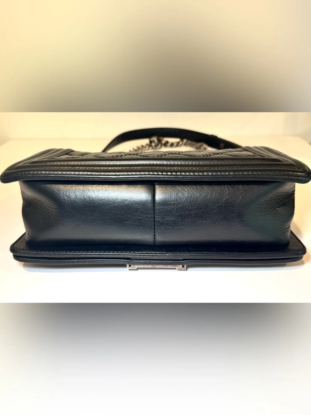 Chanel Quilted Medium Boy Bag In Black Calfskin Leather W Ruthenium Hardware